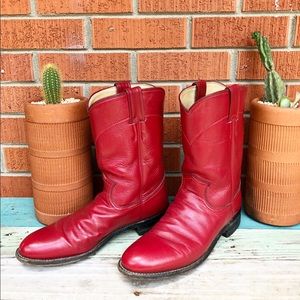 Vintage Women’s Red Leather Roper Boots.